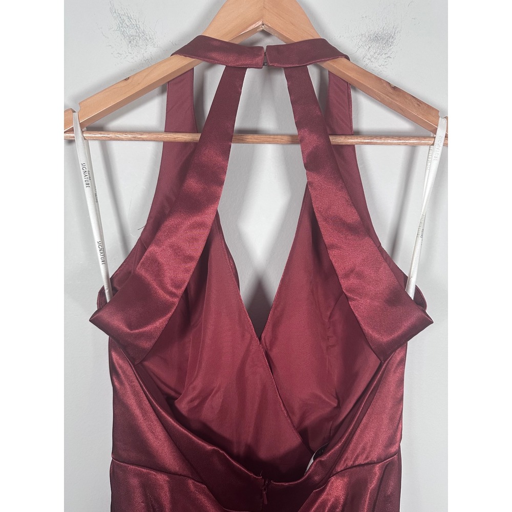 Galina Signature Charmeuse Halter Maxi Dress Women 12 Cinnamon Formal GS290122 - Picture 7 of 11